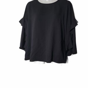 Alfani Womens Black Back Zip Blouse Top Size PP